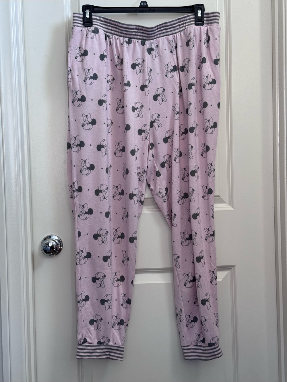 Disney Pink Minnie Mouse Pajama Bottoms with Gray Stripe Trim